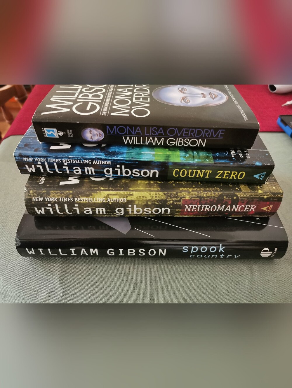 William Gibson Paperback Book Stack - Cyberpunk Collection